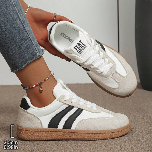 💥 Mega Sale - 50% OFF Best Sellers Today Only! 💥Women's Comfortable Lace-Up Sneakers – Stylish Striped Casual Athletic Shoes