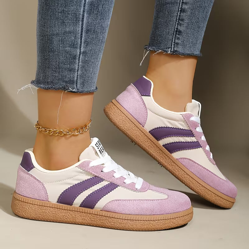 💥 Mega Sale - 50% OFF Best Sellers Today Only! 💥Women's Comfortable Lace-Up Sneakers – Stylish Striped Casual Athletic Shoes