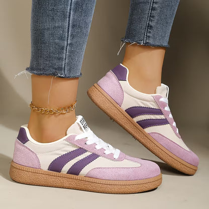 💥 Mega Sale - 50% OFF Best Sellers Today Only! 💥Women's Comfortable Lace-Up Sneakers – Stylish Striped Casual Athletic Shoes