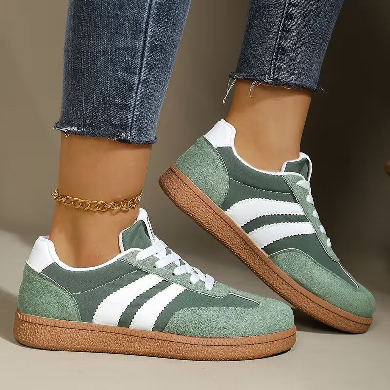 💥 Mega Sale - 50% OFF Best Sellers Today Only! 💥Women's Comfortable Lace-Up Sneakers – Stylish Striped Casual Athletic Shoes