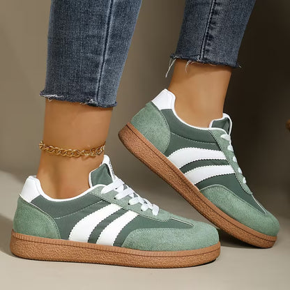 💥 Mega Sale - 50% OFF Best Sellers Today Only! 💥Women's Comfortable Lace-Up Sneakers – Stylish Striped Casual Athletic Shoes