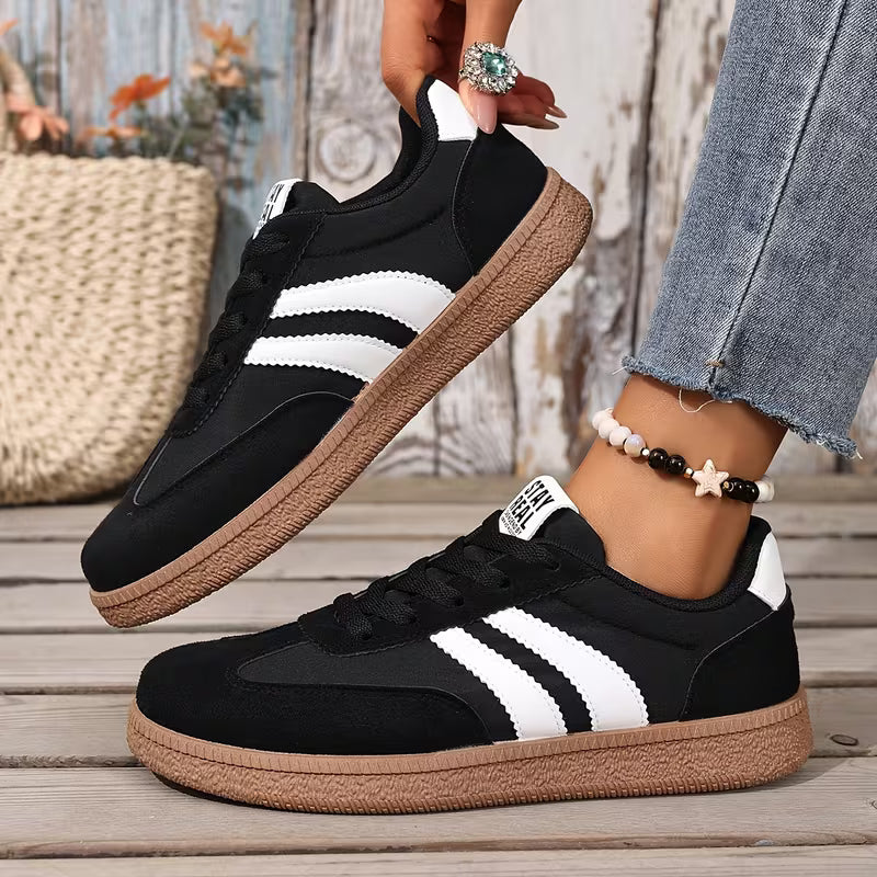 💥 Mega Sale - 50% OFF Best Sellers Today Only! 💥Women's Comfortable Lace-Up Sneakers – Stylish Striped Casual Athletic Shoes