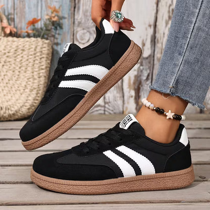 💥 Mega Sale - 50% OFF Best Sellers Today Only! 💥Women's Comfortable Lace-Up Sneakers – Stylish Striped Casual Athletic Shoes