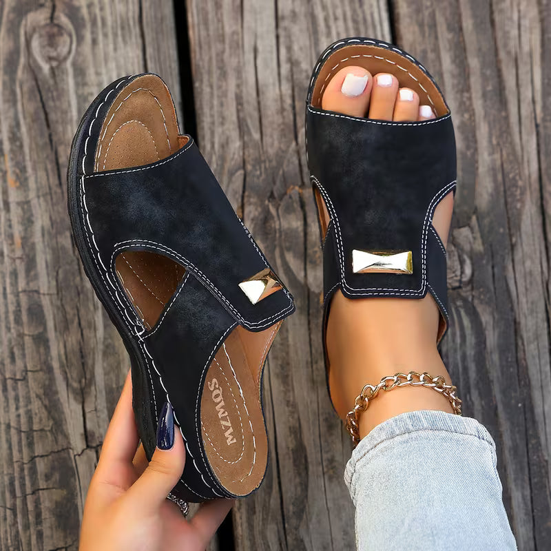 Women's Comfortable Wedge Sandals – Elegant One-Strap Platform Shoes for Summer