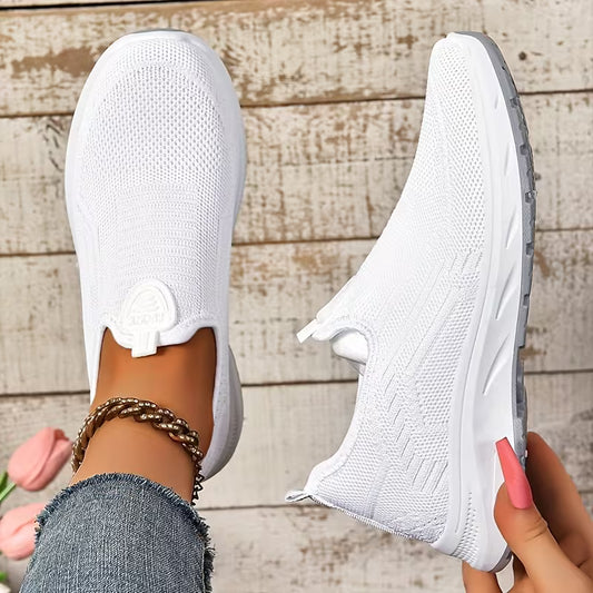 Women's Comfortable Slip-On Sneakers – Breathable Lightweight Mesh Walking Shoes