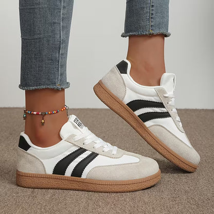 💥 Mega Sale - 50% OFF Best Sellers Today Only! 💥Women's Comfortable Lace-Up Sneakers – Stylish Striped Casual Athletic Shoes