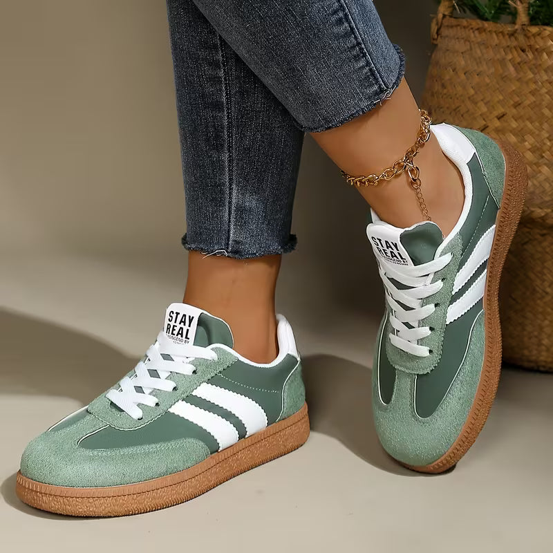 💥 Mega Sale - 50% OFF Best Sellers Today Only! 💥Women's Comfortable Lace-Up Sneakers – Stylish Striped Casual Athletic Shoes