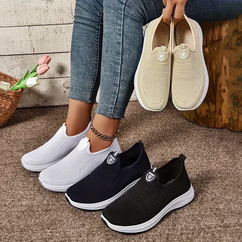 Women's Comfortable Slip-On Sneakers – Breathable Lightweight Mesh Walking Shoes