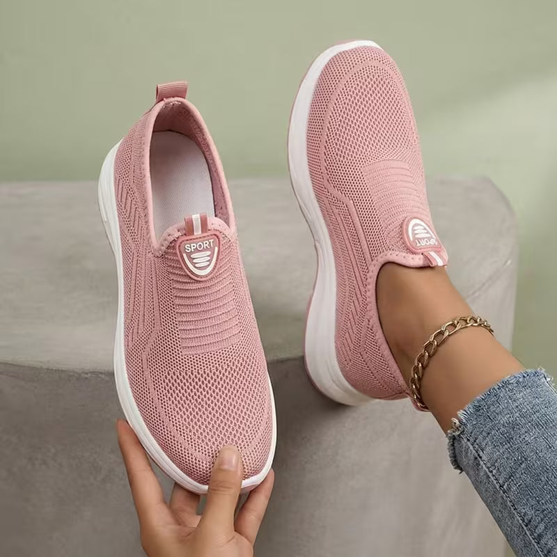 Women's Comfortable Slip-On Sneakers – Breathable Lightweight Mesh Walking Shoes