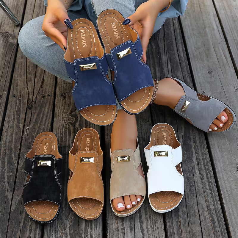 Women's Comfortable Wedge Sandals – Elegant One-Strap Platform Shoes for Summer
