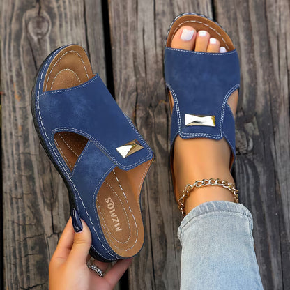 Women's Comfortable Wedge Sandals – Elegant One-Strap Platform Shoes for Summer
