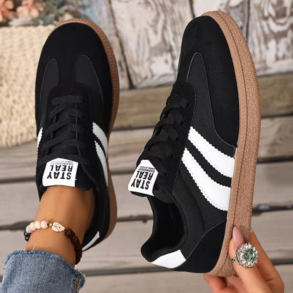 💥 Mega Sale - 50% OFF Best Sellers Today Only! 💥Women's Comfortable Lace-Up Sneakers – Stylish Striped Casual Athletic Shoes