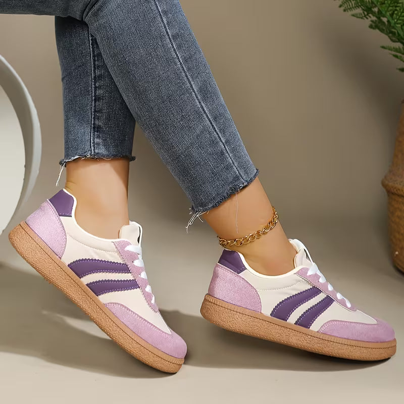 💥 Mega Sale - 50% OFF Best Sellers Today Only! 💥Women's Comfortable Lace-Up Sneakers – Stylish Striped Casual Athletic Shoes